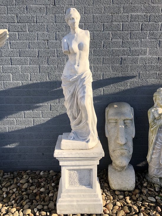 Prachtig stenen beeld van Venus van Milo op sokkel 160 cm bol
