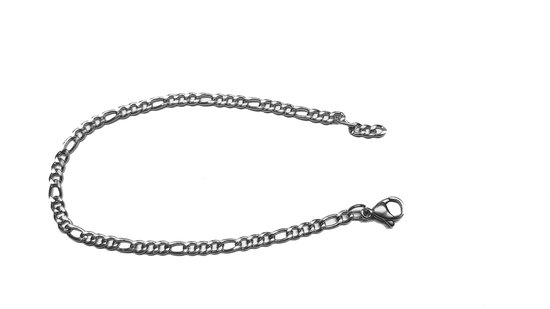 Plux Fashion Figaro Armband - Zilver - 4mm/21cm - Sieraden - Zilver Armband - Figaro Bracelet - Stainless Steel - Armband - HipHop Armband - Schakel Armband - Sieraden Cadeau - Luxe Style - Duurzame Kwaliteit - Moederdag Cadeau - Vaderdag Cadeau