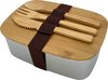 Aluminium lunchbox met bamboedeksel en bestek, 1000 ml, luchtdichte lunchbox met sluitriem, magnetronbestendige lunchbox voor volwassenen en kinderen