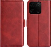 Xiaomi 13 Pro Hoesje - MobyDefend Luxe Wallet Book Case (Sluiting Zijkant) - Rood - GSM Hoesje - Telefoonhoesje Geschikt Voor Xiaomi 13 Pro