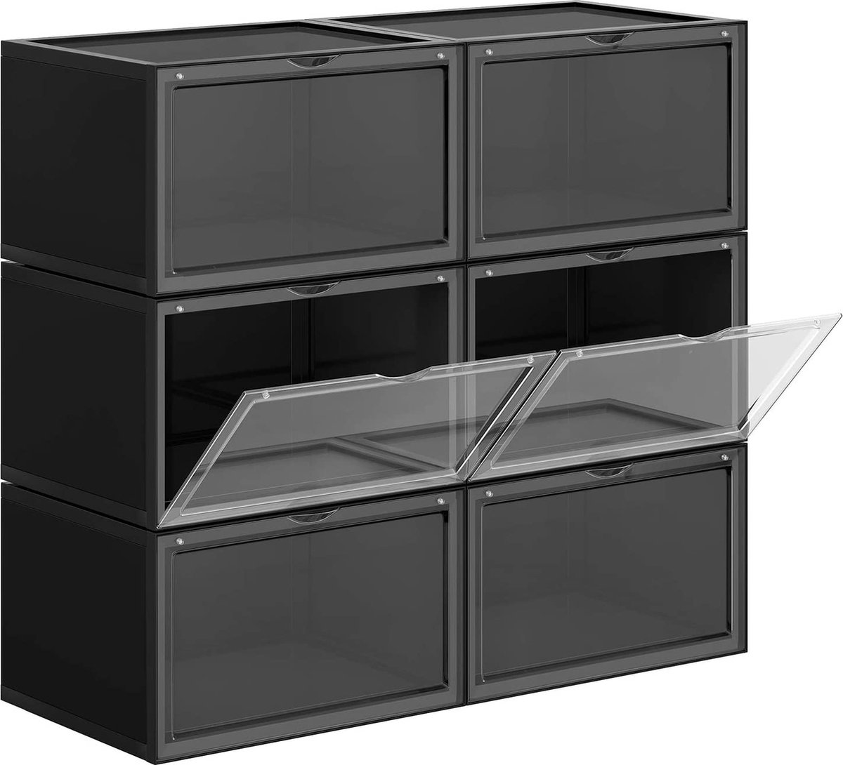 ZAZA Home schoenendoos, stapelbare schoenenopberger, zwart