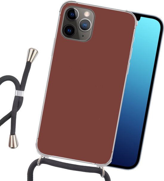 Cordon téléphonique - Chaîne téléphonique - Étui avec cordon Adapté pour iPhone 11 Pro - Palette - Rouge - Intérieur - Siliconen - Bandoulière - Étui de téléphone avec cordon