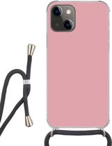 Cordon téléphonique - Chaîne téléphonique - Coque avec cordon iPhone 13 Mini - Rose - Couleurs - Intérieur - Uni - Couleur - Siliconen - Bandoulière - Coque pour téléphone avec cordon