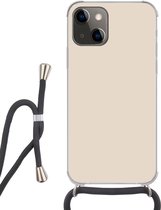 Cordon téléphonique - Chaîne téléphonique - Étui avec cordon iPhone 13 Mini - Clair - Beige - Couleurs - Couleur - Uni - Siliconen - Bandoulière - Étui téléphone avec cordon
