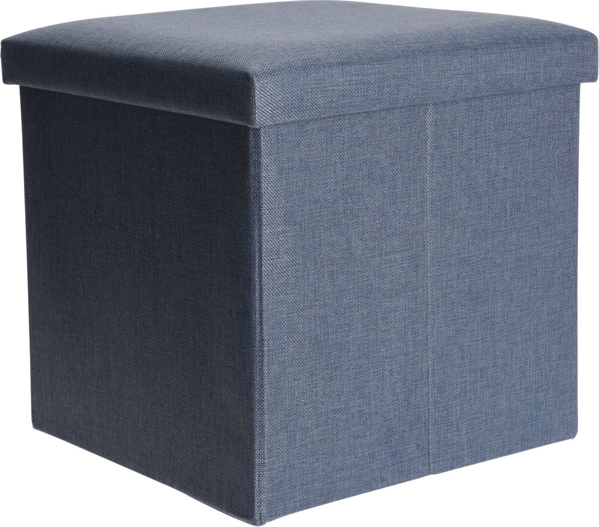 H&S Collection Poef/hocker/voetenbankje - opbergbox - blauw - polyester - 38 x 38 cm - opvouwbaar
