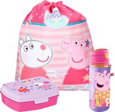 Peppa Pig lunchbox set voor kinderen - 3-delig - roze - incl. gymtas/schooltas