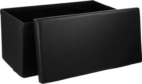 Atmosphera Poef/hocker/voetenbankje - opbergbox - donkergrijs - PO/MDF