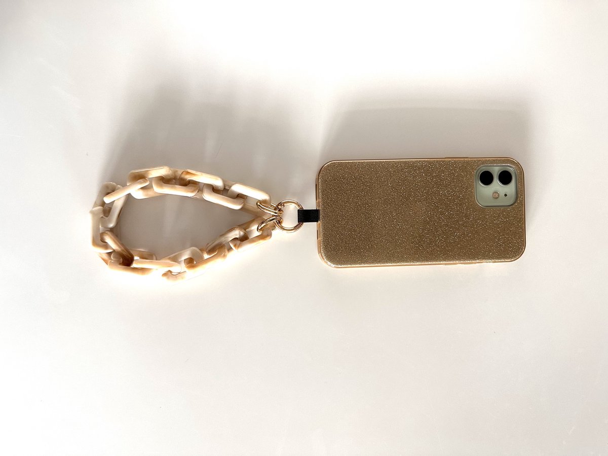 AFlavours universeel exclusief Telefoonkoord-Telefoonketting pols marmer look zand- accessoire voor telefoon en tas- Kerst cadeautjes- Ketting telefoon