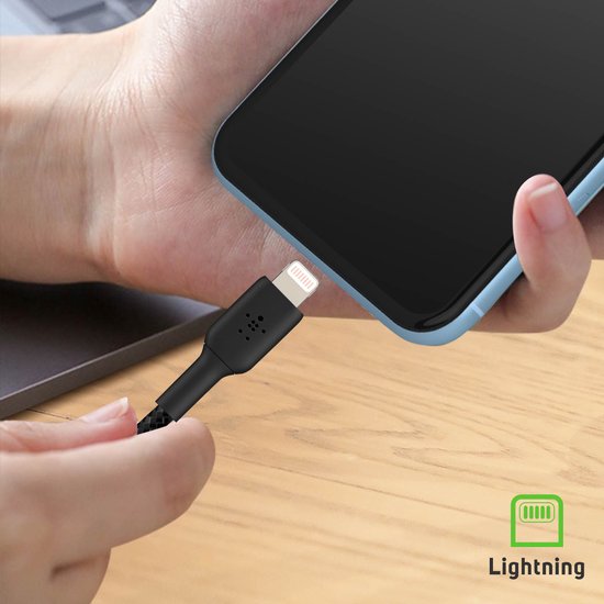 Belkin Braided iPhone Lightning naar USB kabel - 1m - Zwart - Belkin