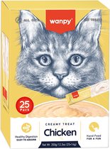 Wanpy Creamy Lickable Treats Kip - Voordeelpack 25 Stuks - Kattensnack