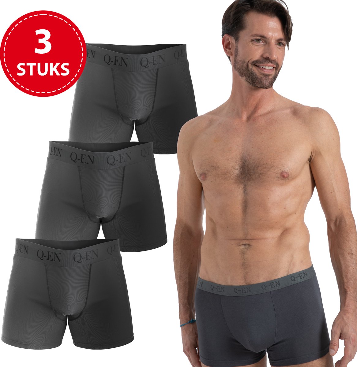 Premium Bamboe Boxershorts Heren - 3 stuks - Grijs - Maat XL - 95% Bamboe - 5% Elastaan - Antibacterieel