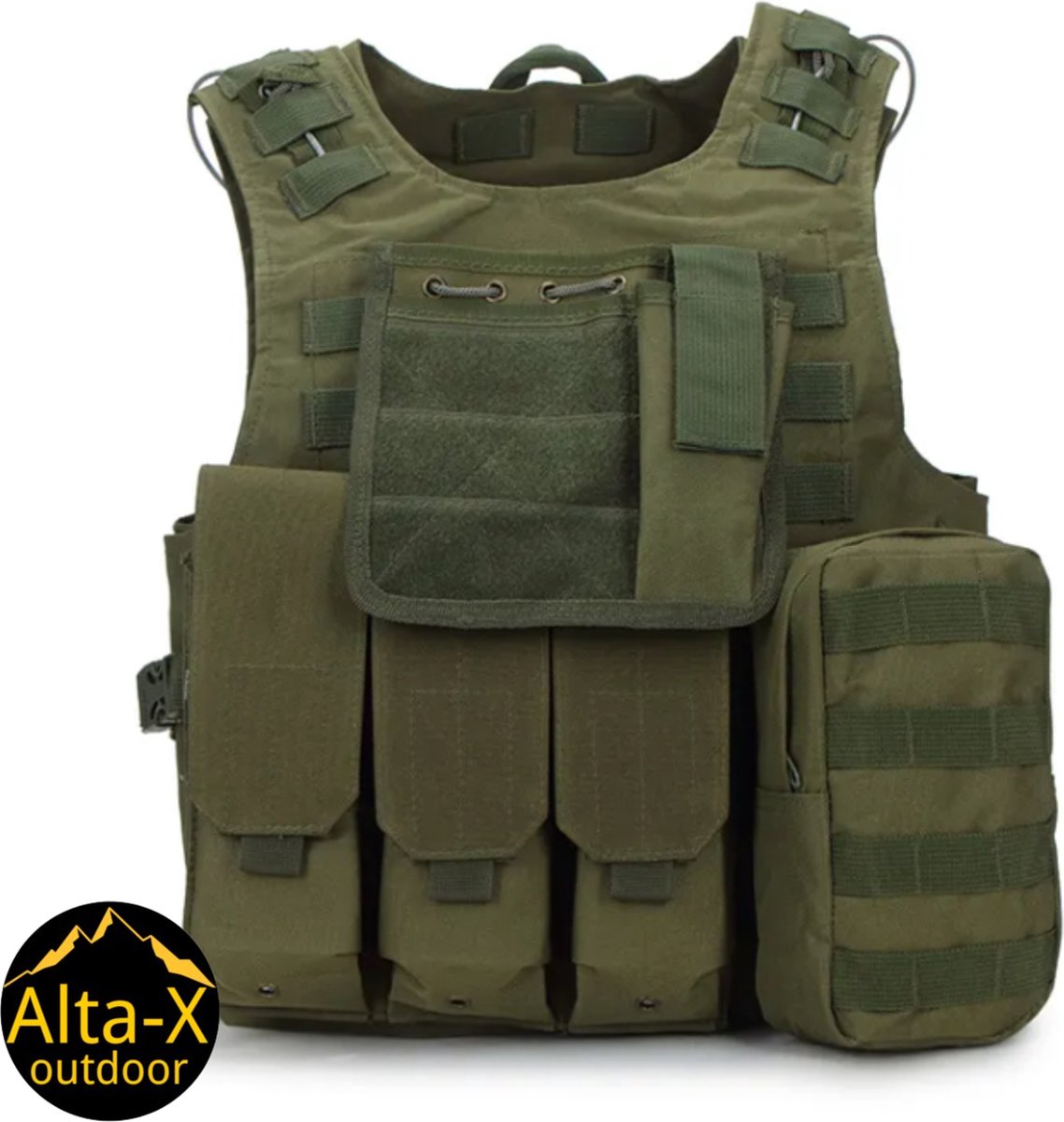 Alta-X - Professioneel Tactical Vest Leger - Leger vest - Airsoft Kleding Accessoires - Paintball - Beschermvest - Outdoor - Leger - Groen - Alta-X outdoor