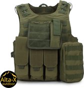 Alta-X - Professional Tactical Vest Army - Accessoires de vêtements pour bébé Vêtements Airsoft - Paintball - Gilet de protection - Plein air - Army - Vert