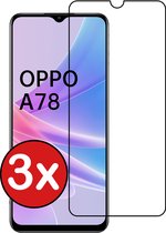 Screenprotector Geschikt voor OPPO A78 5G Screenprotector Glas Gehard Tempered Glass Full Cover - Screenprotector Geschikt voor OPPO A78 Screen Protector Screen Cover - 3 PACK