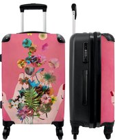 NoBoringSuitcases.com® Valise grande - Fleurs - Abstrait - Rose - Art - Valise trolley avec serrure TSA - Avec roulettes - 90 litres - Valise de voyage - 66 cm