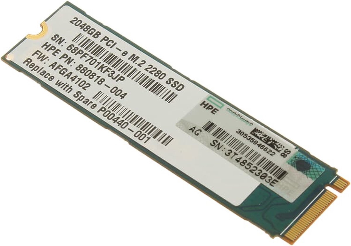 HPE HP 2.048 TB NVMe X4 M.2 2280 ri interne Solid State Drive (SSD) P00440-001