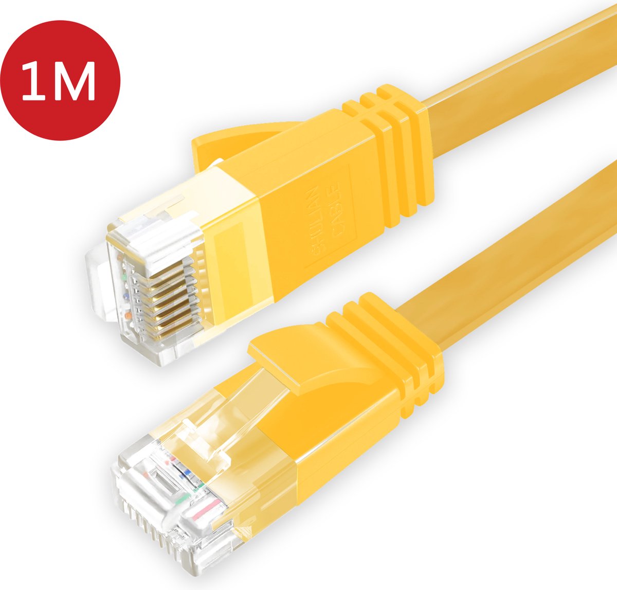 BukkitBow - Cat6 - U/UTP Kabel – Netwerkkabel – Extra Plat – 1 Meter – Geel