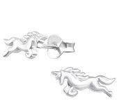 Joy|S - Zilveren paard oorbellen - 11 x 5 mm - eenhoorn unicorn - kinderoorbellen