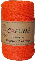 Cafuné Macrame Koord- Premium - 5 mm-Oranje-40 meter-Gevlochten Koord-Gerecycled Katoen-Touw-Haken-Breien-Weven-Poef Haken-Kussen Haken-Gehaakte Mand-Macramé Pakket- Haken voor beginners