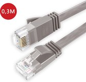 BukkitBow - Cat6 - U/UTP Kabel – Netwerkkabel – Extra Plat – 0.3 Meter – Grijs