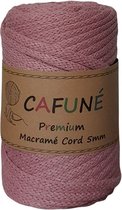 Cafuné Macrame Koord- Premium - 5 mm-Oud Roze-40 meter-Gevlochten Koord-Gerecycled Katoen-Touw-Haken-Breien-Weven-Poef Haken-Kussen Haken-Gehaakte Mand-Macramé Pakket- Haken voor beginners