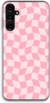 Case Company® - Hoesje geschikt voor Samsung Galaxy A14 hoesje - Grid Roos - Soft Cover Telefoonhoesje - Bescherming aan alle Kanten en Schermrand