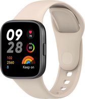 Siliconen Smartwatch bandje - Geschikt voor Redmi Watch 3 siliconen bandje - lichtbeige - Strap-it Horlogeband / Polsband / Armband
