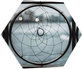PVC Schuimplaat Hexagon - Metalen Poort boven Water - 70x60.9 cm Foto op Hexagon (Met Ophangsysteem)
