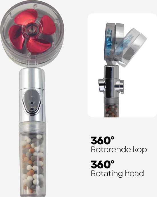 Pomme De Douche Haute Pression Turbo - Économie D'eau, 3 Filtres, Effet Laser Ionique - Chrome, Universelle