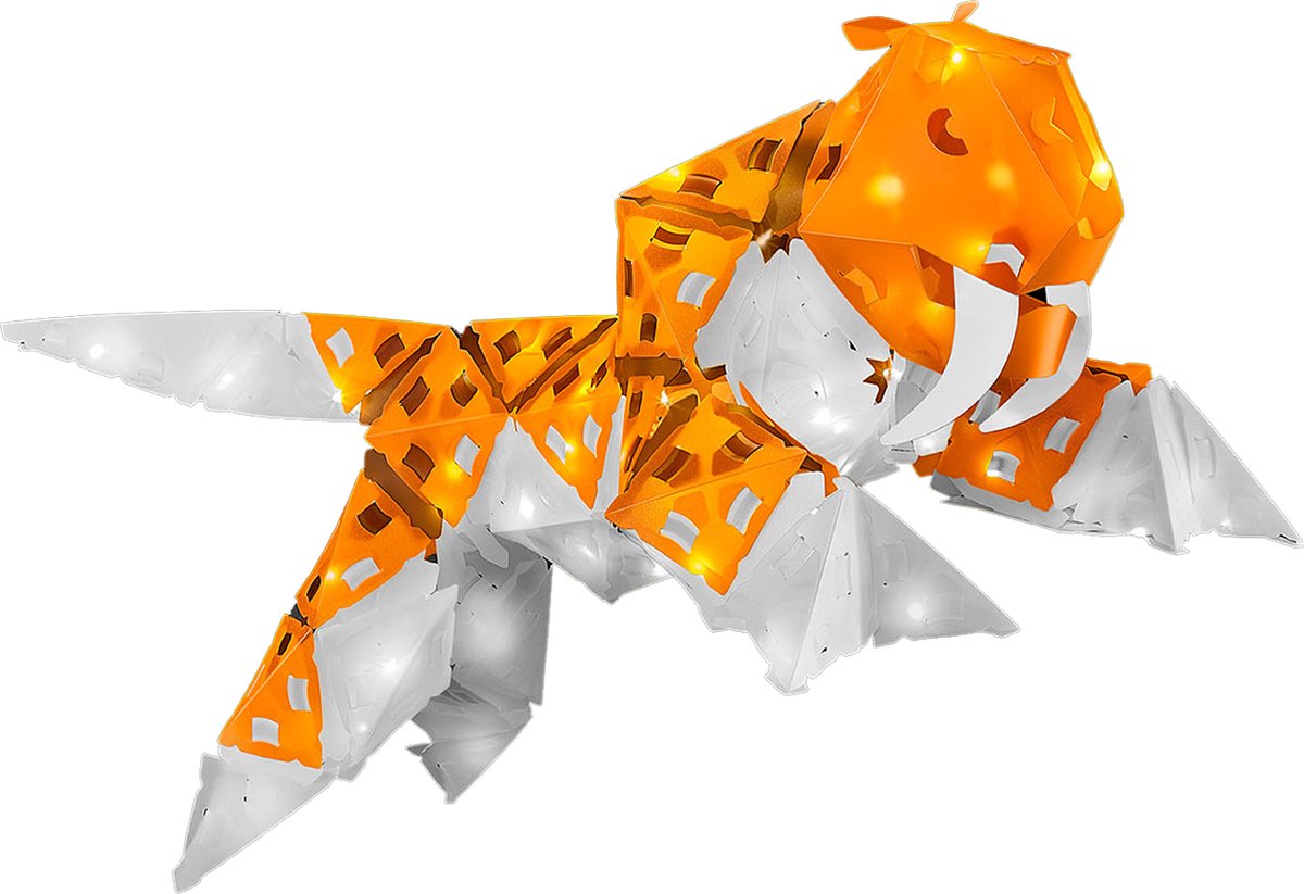 Creatto Sabre Tiger - Bouwset met LED Verlichting - Bouw 4 Lichtgevende Prehistorische Dieren - Sabeltandtijger, Mammoet, Wolf en Gier - 61 Onderdelen - Creatief Bouwspeelgoed - Vanaf 9 Jaar — afbeelding 5