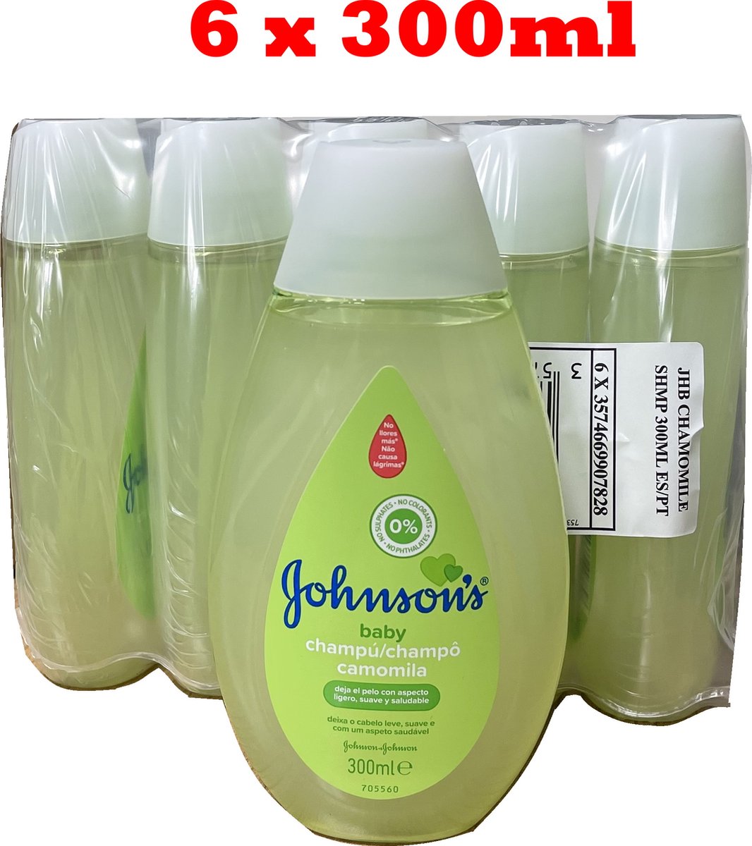 Voordeelpak Johnsons Baby Shampoo Kamille 6 x 300ml
