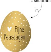 Paas Sticker - Sluitsticker - Sluitzegel Fijne Paasdagen - Happy Easter - Ei vorm - Wit hart / hartje - Goudfolie - Zwart - Polkadot dots | Paasfeest - Paaspakket | Envelop stickers - Cadeau - Gift - Cadeauzakje - Traktatie | DH collection