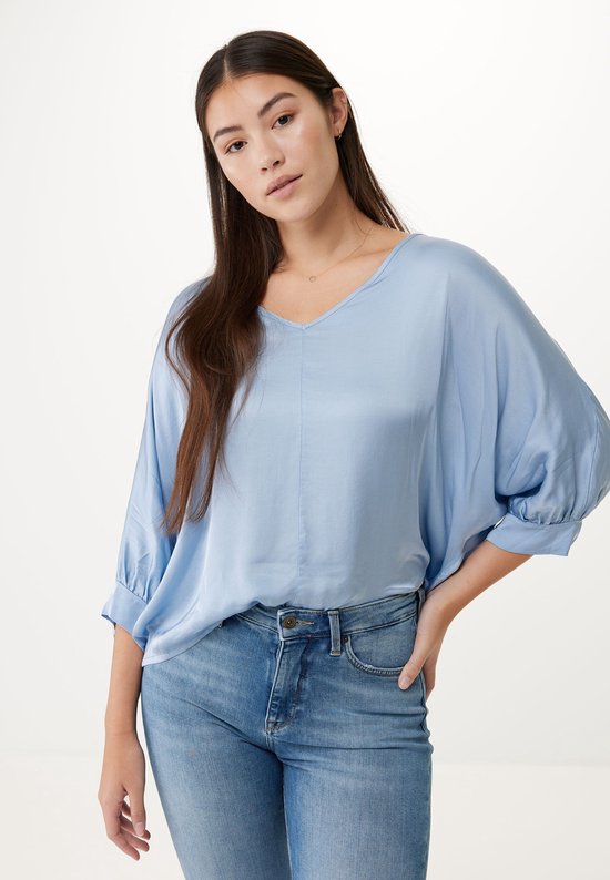 Mexx V-neck Blouse With 3/4 Sleeves Dames - Baby Blauw - Maat XS | bol.com