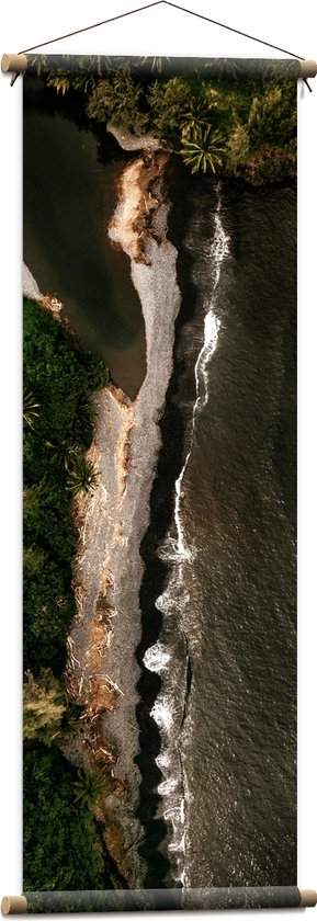 WallClassics - Textielposter - Bovenaanzicht van Aanstromend Water in Bosgebied - 40x120 cm Foto op Textiel