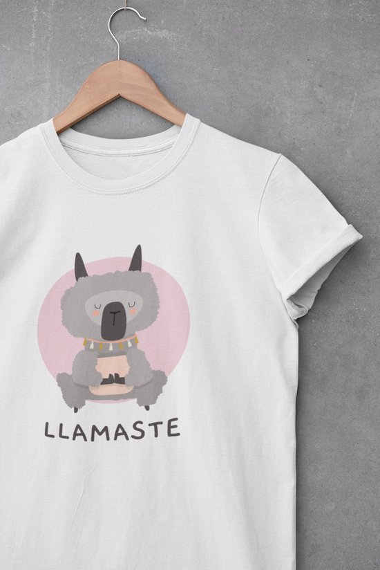 Shirt - Llamaste - Wurban Wear | Grappig shirt | Yoga | Unisex tshirt | Meditatie | Yoga kleding | Yoga mat | Wit