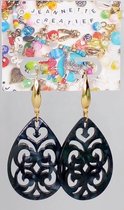 Jeannette-Creatief® - Resin - Barok Druppel Zwart - Oorbellen Dames - Oorbellen Zwart - Gouden RVS Oorbellen