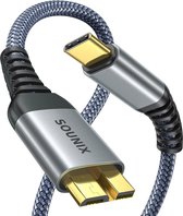 Câble Sounix USB C vers micro B - Câble disque dur - Micro B 3.0/5Gbps - 1.5 mètre - Zwart