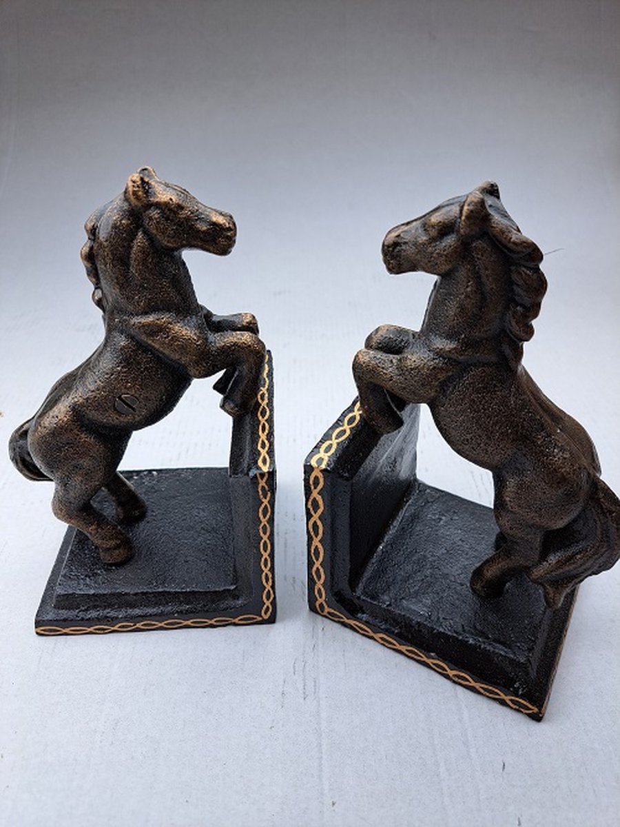 Denza - Gietijzeren BZ592350 boekensteun Paard - 2 stuks - gietijzer - horse - paarden -
