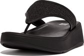 FitFlop F-Mode Woven-Raffia Flatform Toe-Post Sandals ZWART - Maat 36