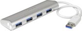 Hub USB 3.0 compact portable à 4 ports avec câble intégré - Aluminium