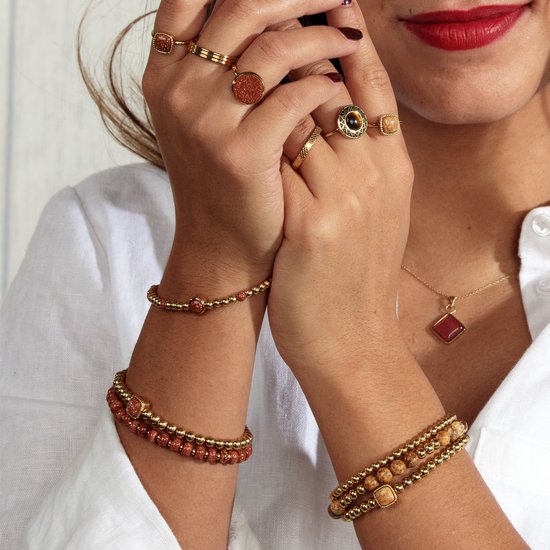 My Bendel - Bracelet en perles d'or avec pierres précieuses Gold Sand Stone - Bracelet en or élégant avec pierres précieuses Gold Sand Stone - Avec coffret cadeau de luxe