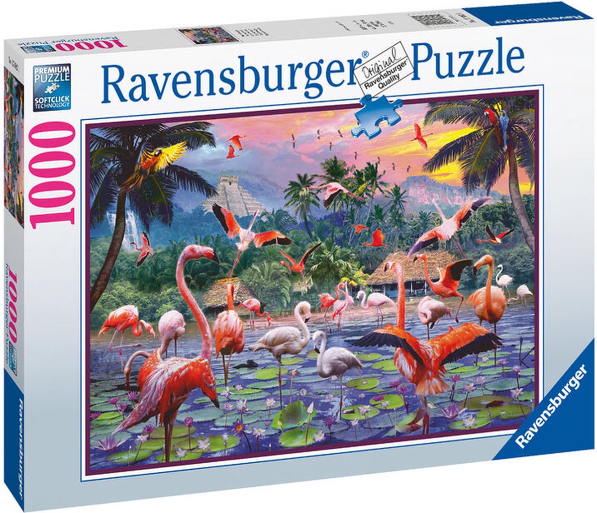 Ravensburger puzzel Roze Flamingo's - Legpuzzel - 1000 stukjes
