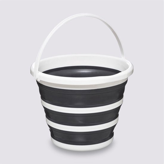 Panier à Linge / Seau Pliable 10 L – Plastique Alimentaire, Poignées Solides, Idéal Camping, Cuisine, Caravane – Gris