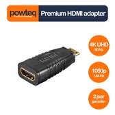 Powteq Premium - HDMI adapter - HDMI naar mini HDMI - 4K UHD 60 Hz - 1080p 144 Hz - Goldplated