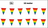 2x Vlaggenlijn Regenboog 10 meter -Themaparty - vlaglijn festival feest party verjaardag thema feest kleur