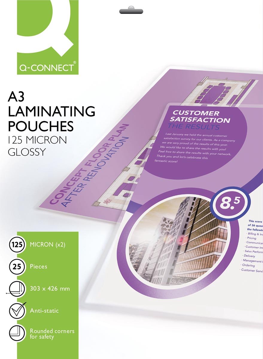 Q-CONNECT lamineeretui A3 2x 125 micron 25 stuks 20 stuks
