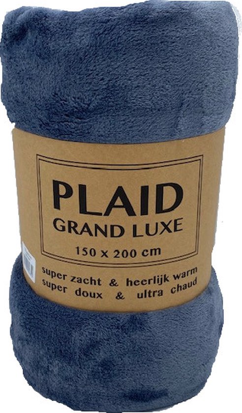 gevoeligheid kam protest Grand Luxe Plaid 150x200 cm – Super zacht & Heerlijk warm – kleur DENIM –  280gr/m2 –... | bol.com