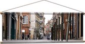 Textielposter - Straat met Winkels - 120x40 cm Foto op Textiel