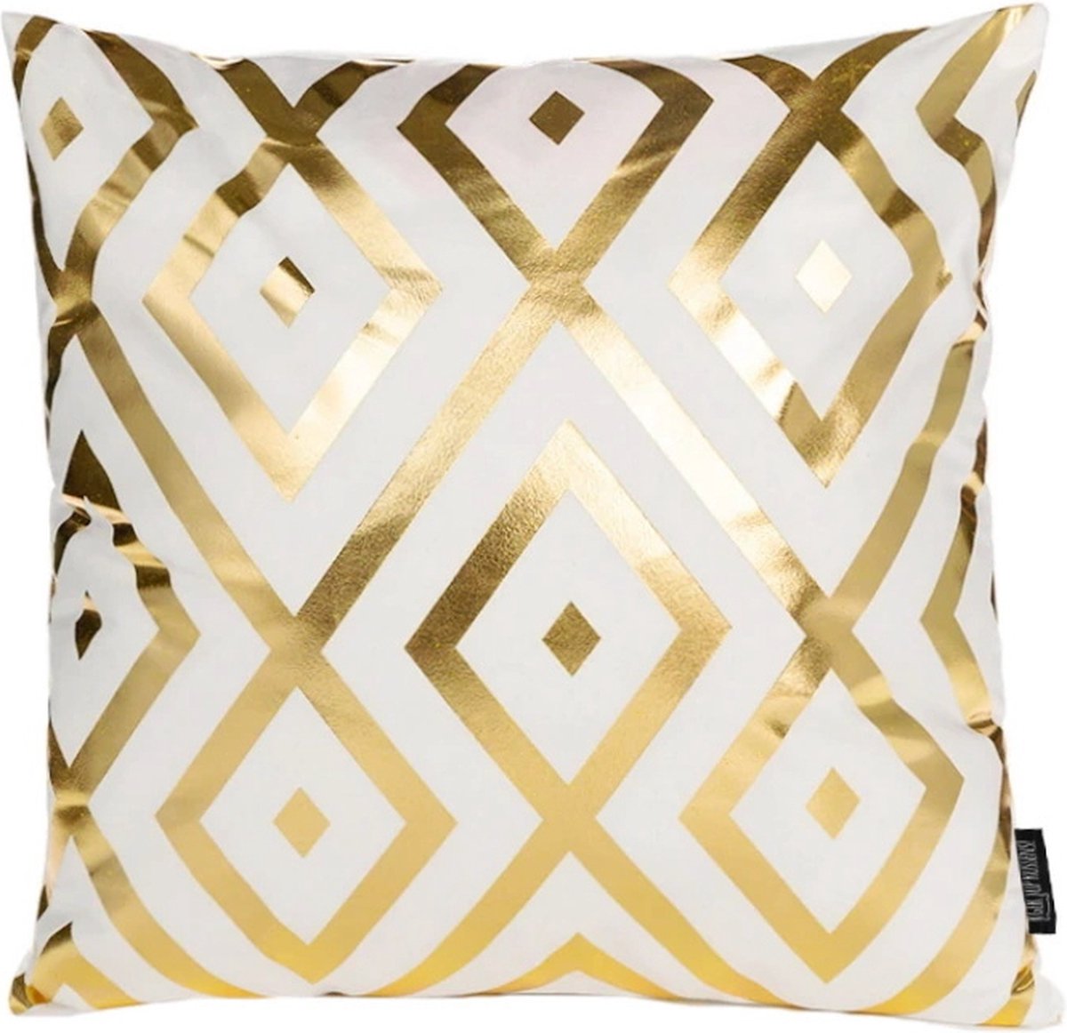 Gek op Kussens! Sierkussen Leda Geometric | 45 x 45 cm | Katoen/Polyester Wit-Goud