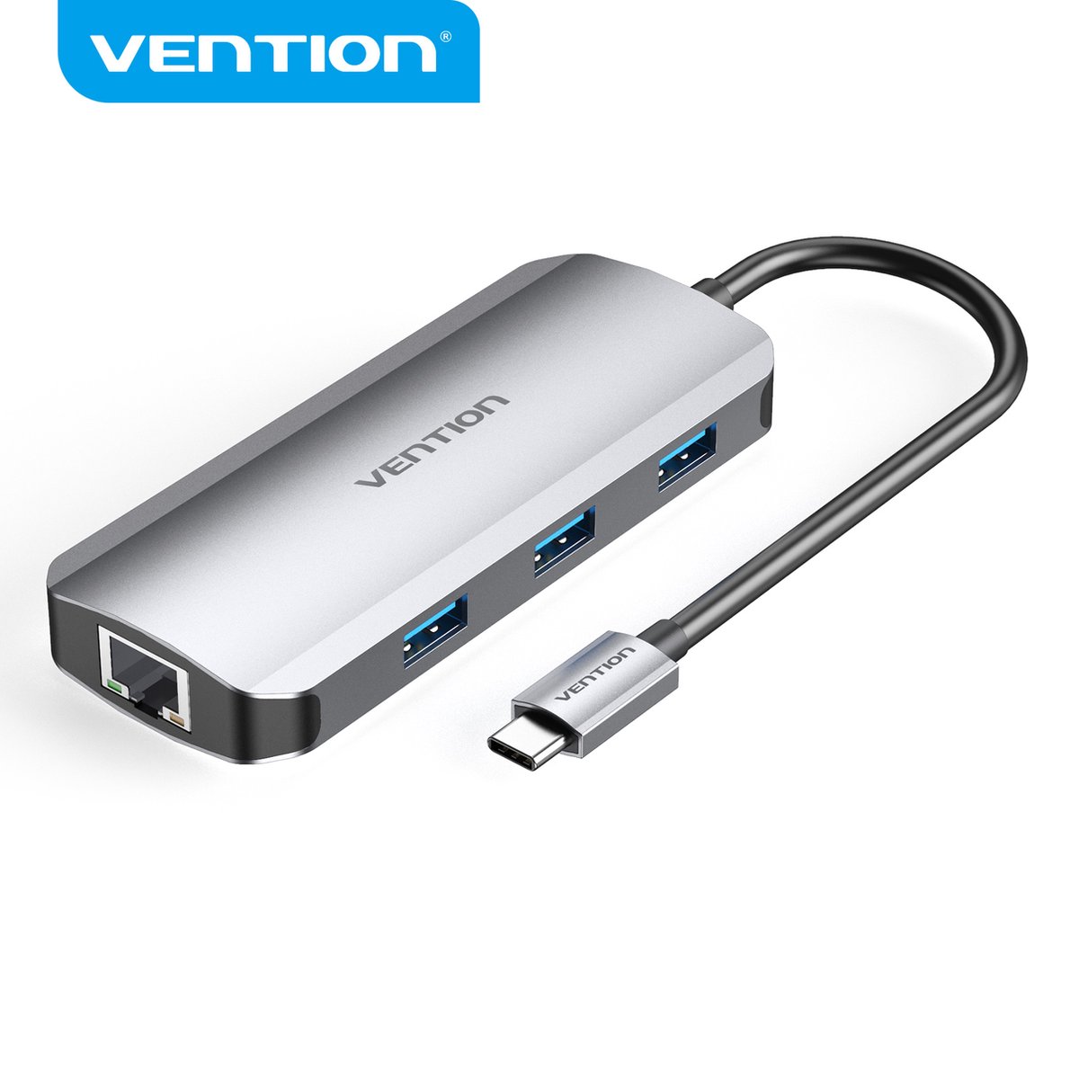 Vention USB C Hub, Docking Station 6 in 1 - USB 3.0, HDMI, RJ45 & PD Oplaad poort - 4K Ultra HD - Macbook en Windows